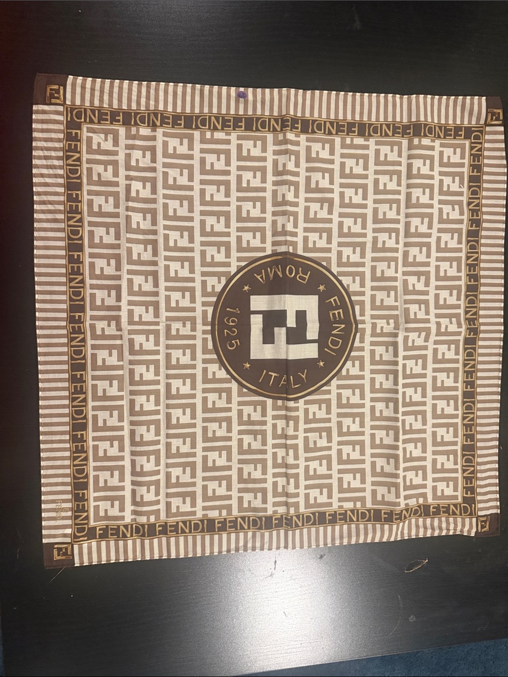 Fendi Brown and Cream FF Logo   Scarf